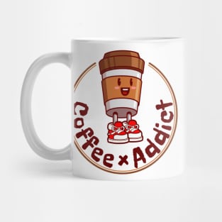 Coffee cup cartoon character, Coffee addict. Mug